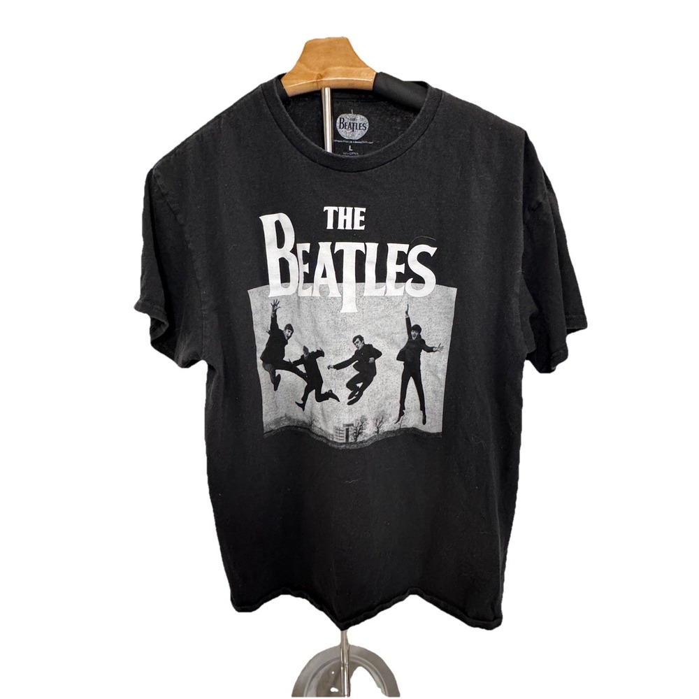 The Beatles Men T Shirt Black Graphic Music L Cotton Short Sleeve Pullover